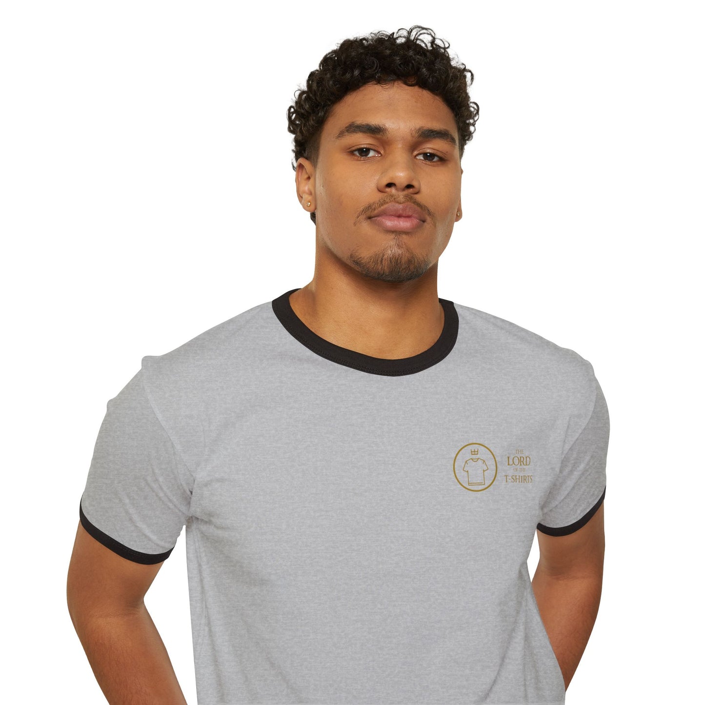 The Lord of the T-Shirts Ringer Tee | Classic White Shirt with Black Collar and Sleeves