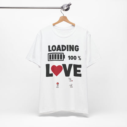 Matching Couple T-Shirts: Fun Love Loading Designs for Him and Her - 50% & 100% Love