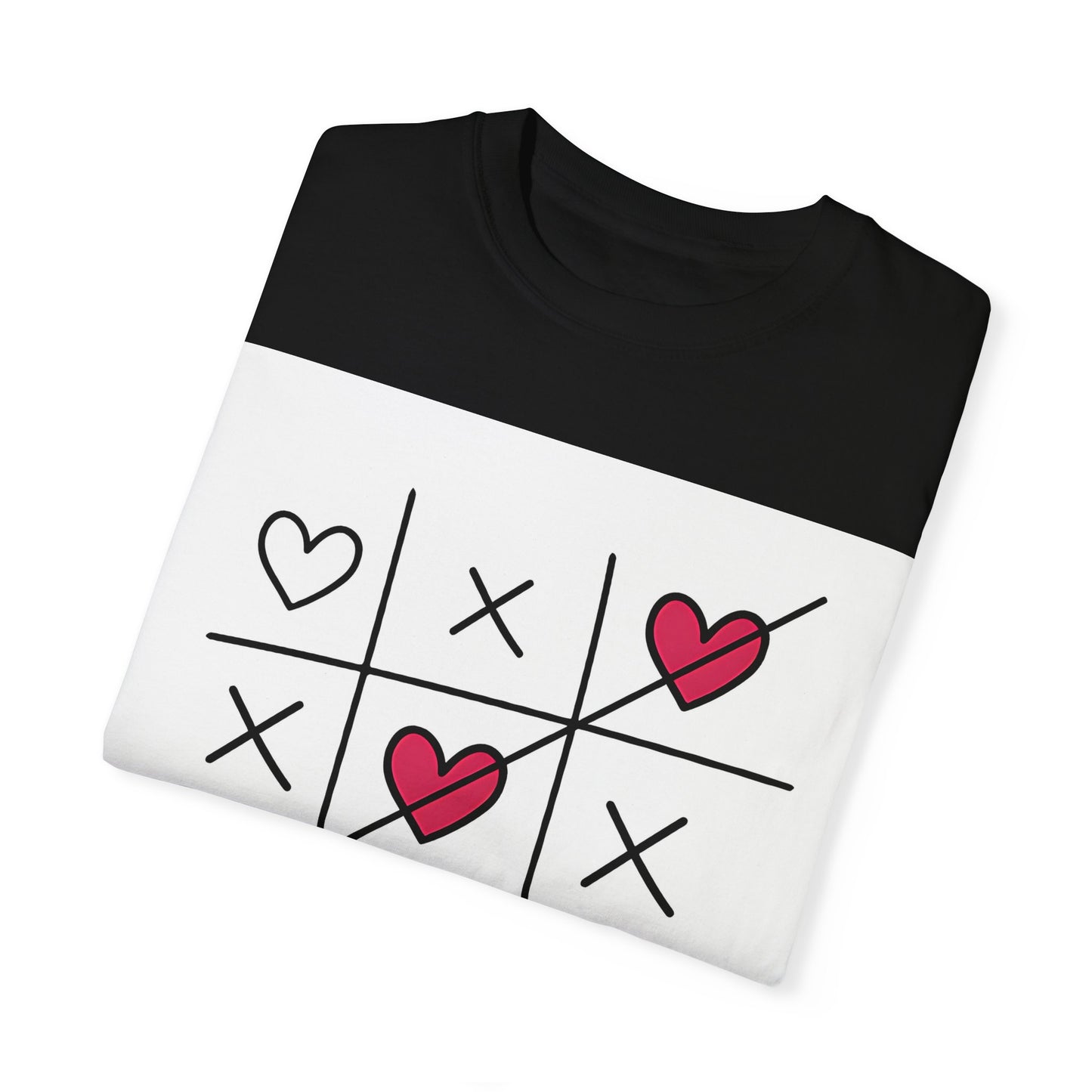 Women's T-Shirt with Tic-Tac-Toe Design and 'Love Always Wins' Message - Casual Style by The Lord of the T-Shirts