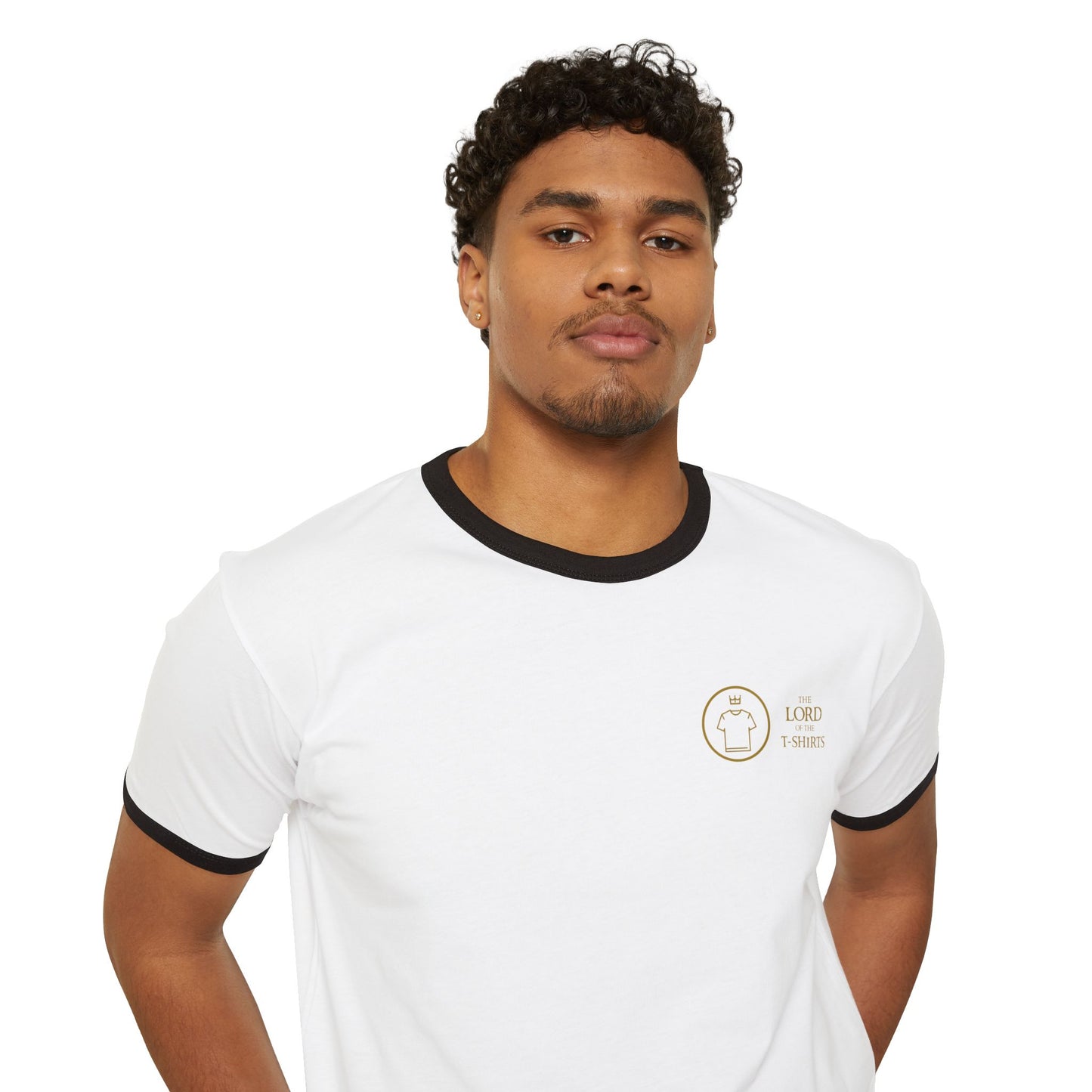 The Lord of the T-Shirts Ringer Tee | Classic White Shirt with Black Collar and Sleeves