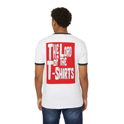 The Lord of the T-Shirts Ringer Tee | Classic White Shirt with Black Collar and Sleeves