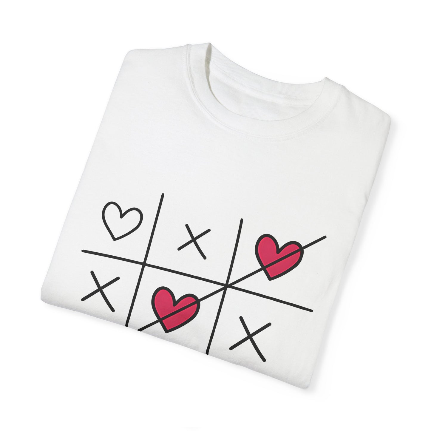 Women's T-Shirt with Tic-Tac-Toe Design and 'Love Always Wins' Message - Casual Style by The Lord of the T-Shirts