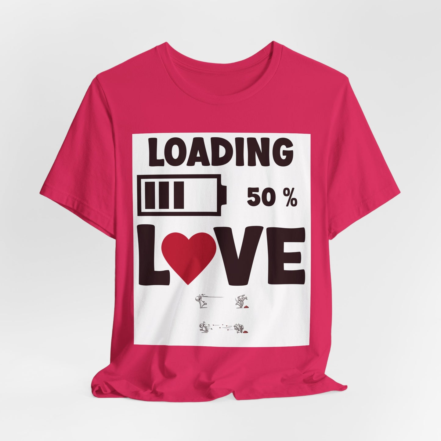 Matching Couple T-Shirts: Fun Love Loading Designs for Him and Her - 50% Love